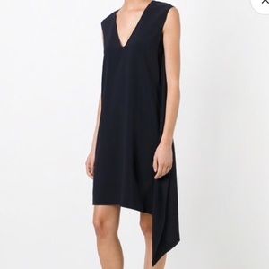 HELMUT LANG navy side draped dress S323